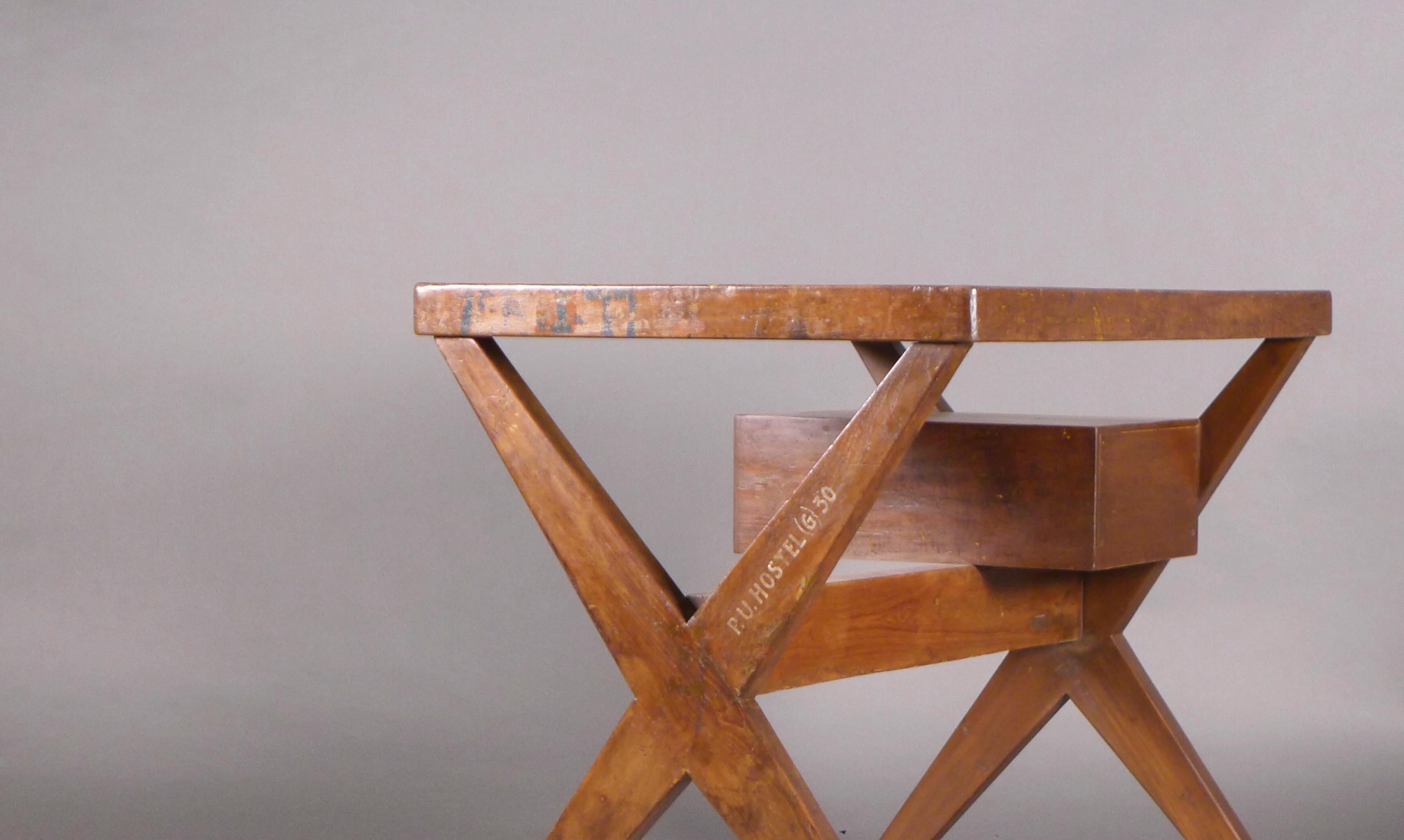 Teak Pierre Jeanneret, Secretariat or Steno's Desk, PJ-TA-12-A, authentic, circa 1960