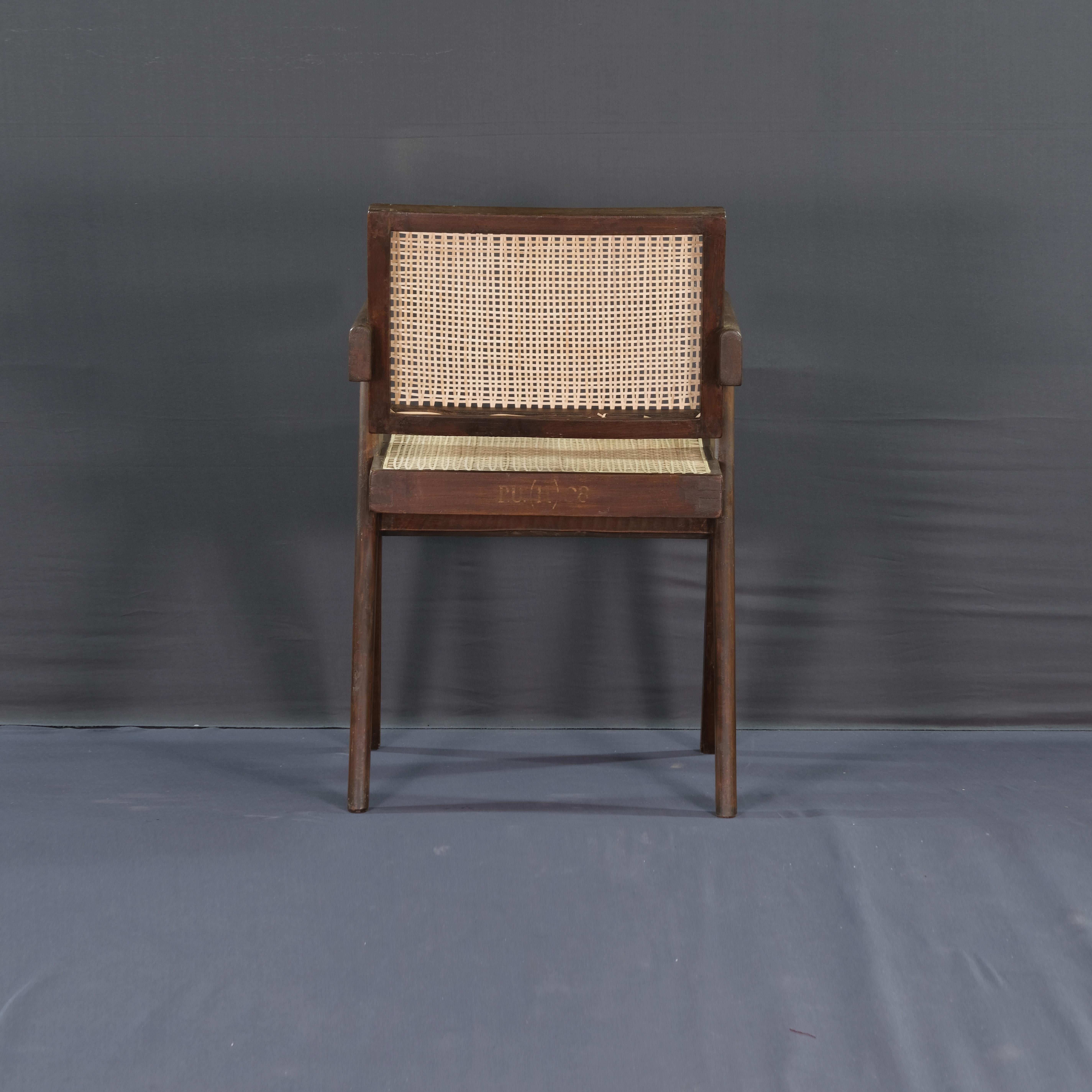 Indian Pierre Jeanneret Set of 10 Chairs PJ-SI-28-A / Authentic Mid-Century Modern For Sale