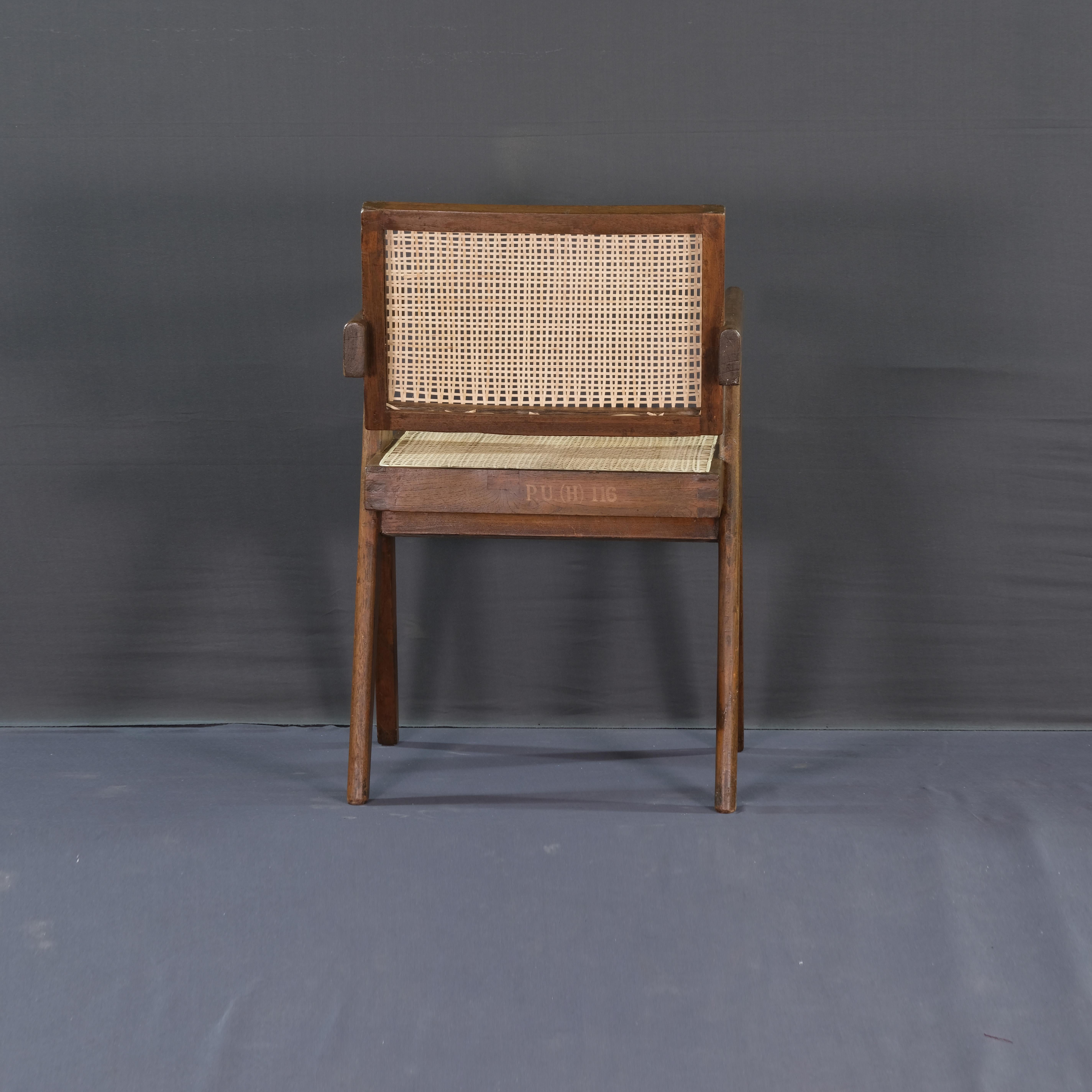20th Century Pierre Jeanneret Set of 10 Chairs PJ-SI-28-A / Authentic Mid-Century Modern For Sale