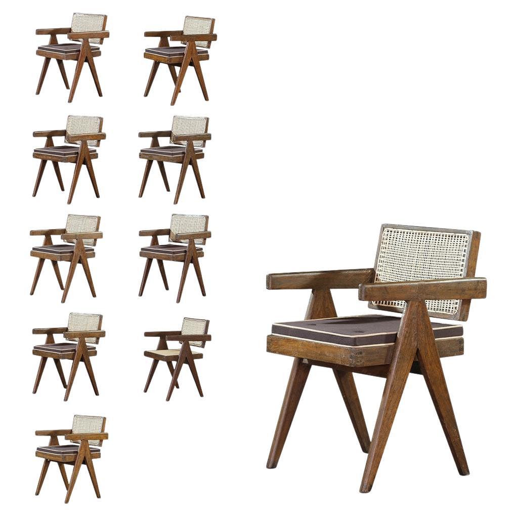 Pierre Jeanneret Set of 10 Chairs PJ-SI-28-A / Authentic Mid-Century Modern