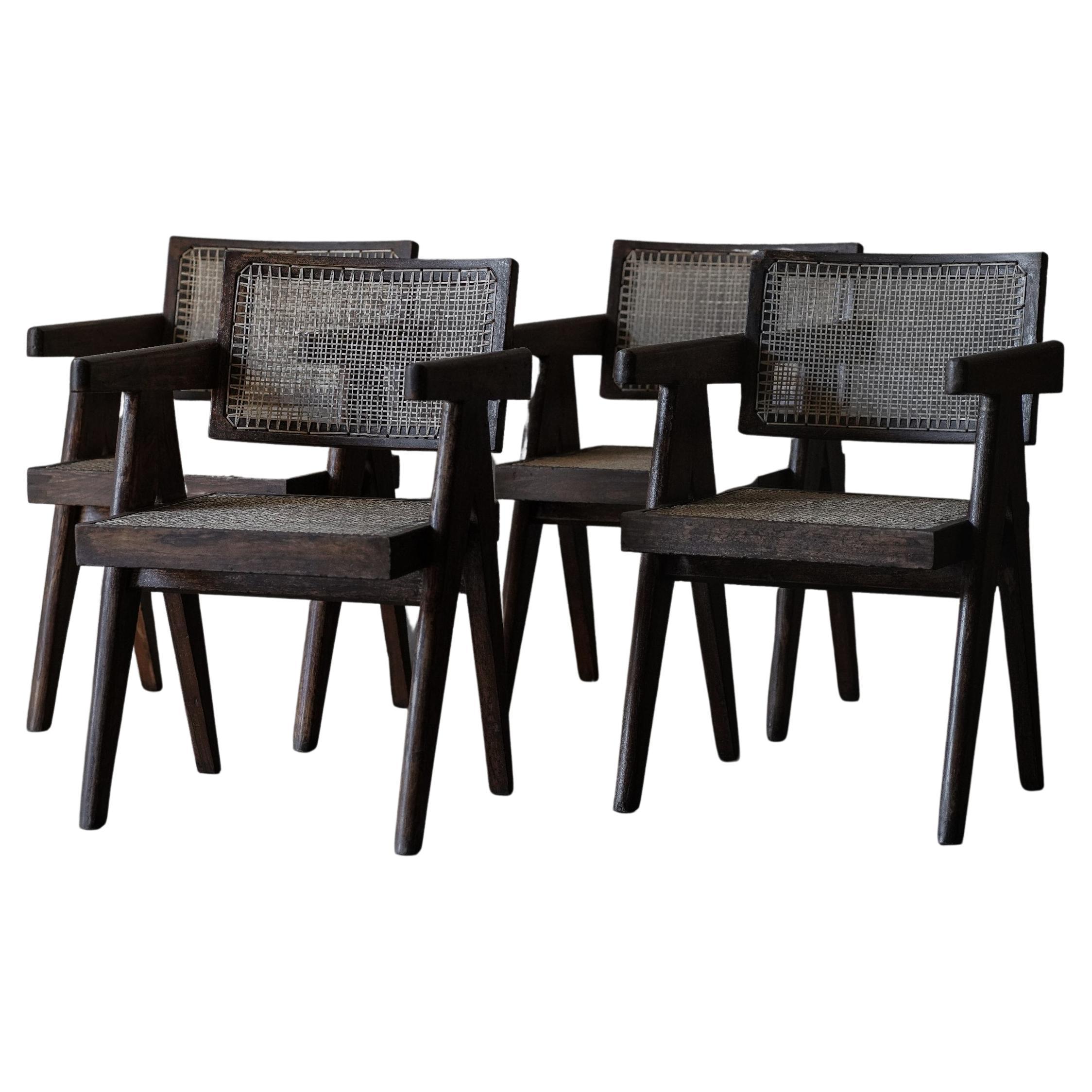 Pierre Jeanneret Set of 6 Dining Chairs in Teak