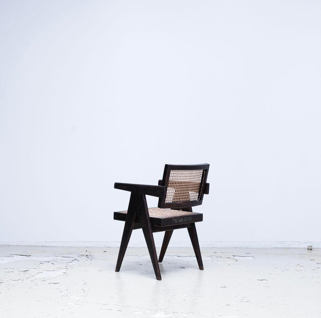 Indian Pierre Jeanneret , Set of 4 Black Office Chairs for Chandigarh, Teak , 1950s