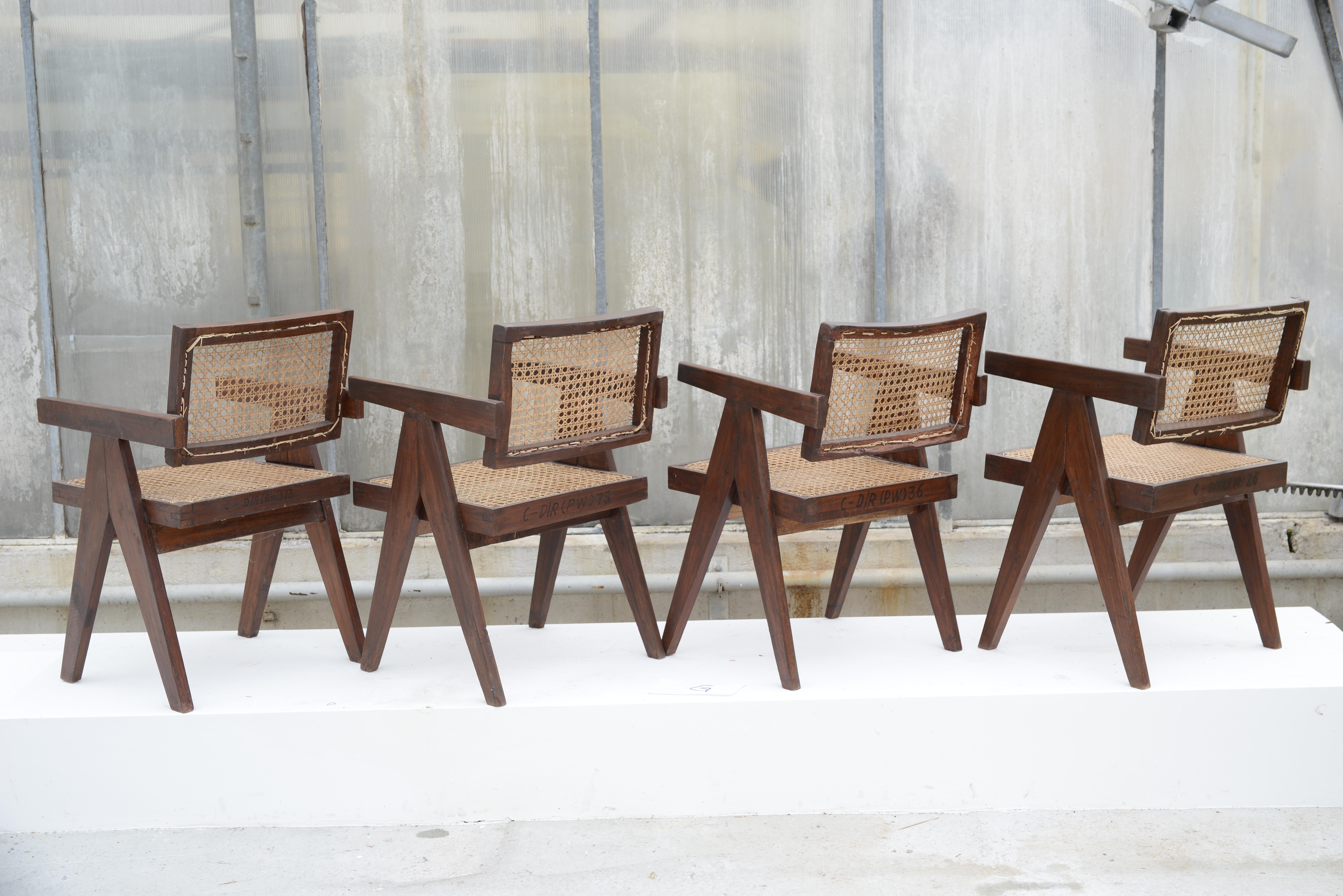 Pierre Jeanneret Set of 4 Chairs / Authentic Mid-Century Modern PJ-SI-28-A 1
