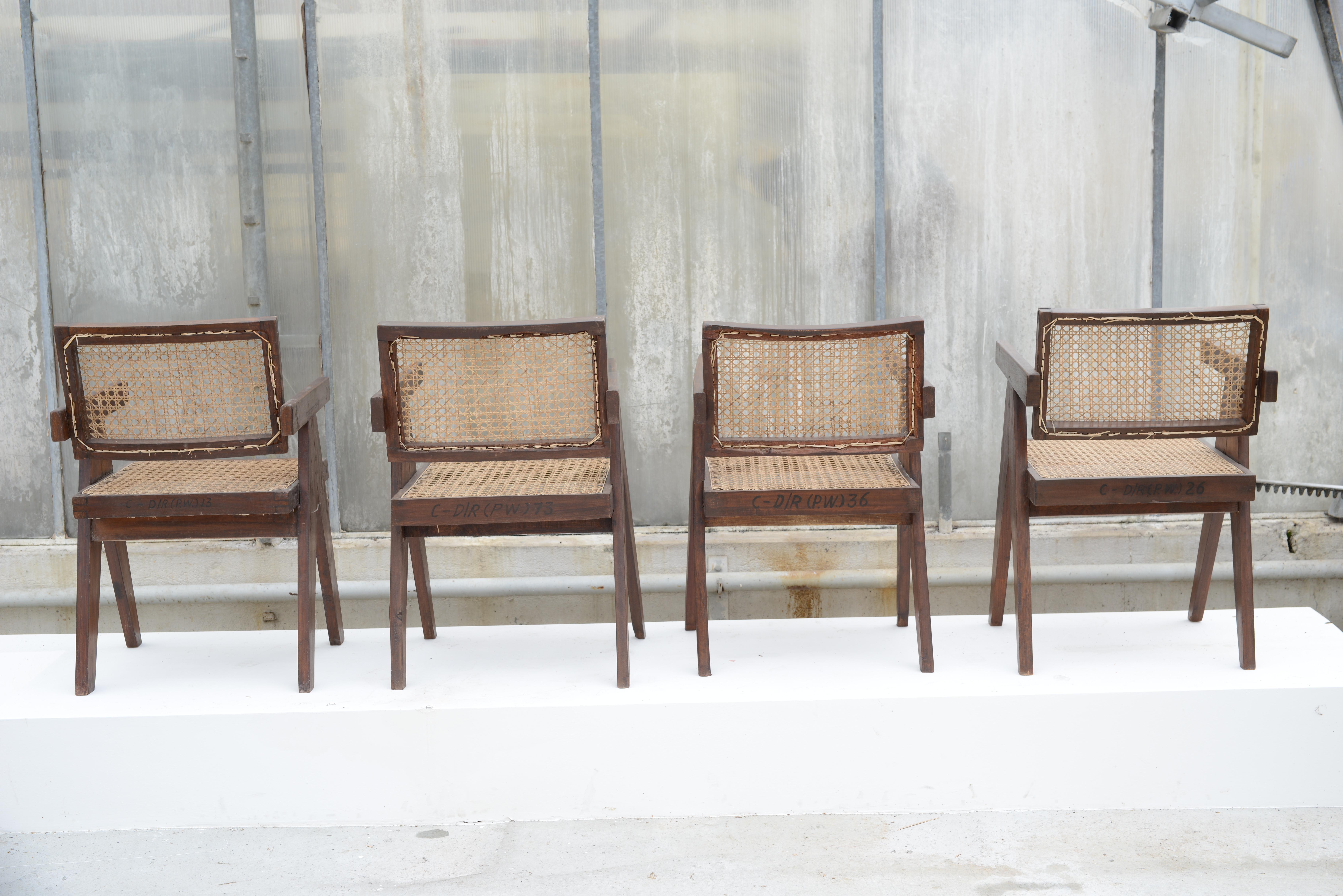 Pierre Jeanneret Set of 4 Chairs / Authentic Mid-Century Modern PJ-SI-28-A 2