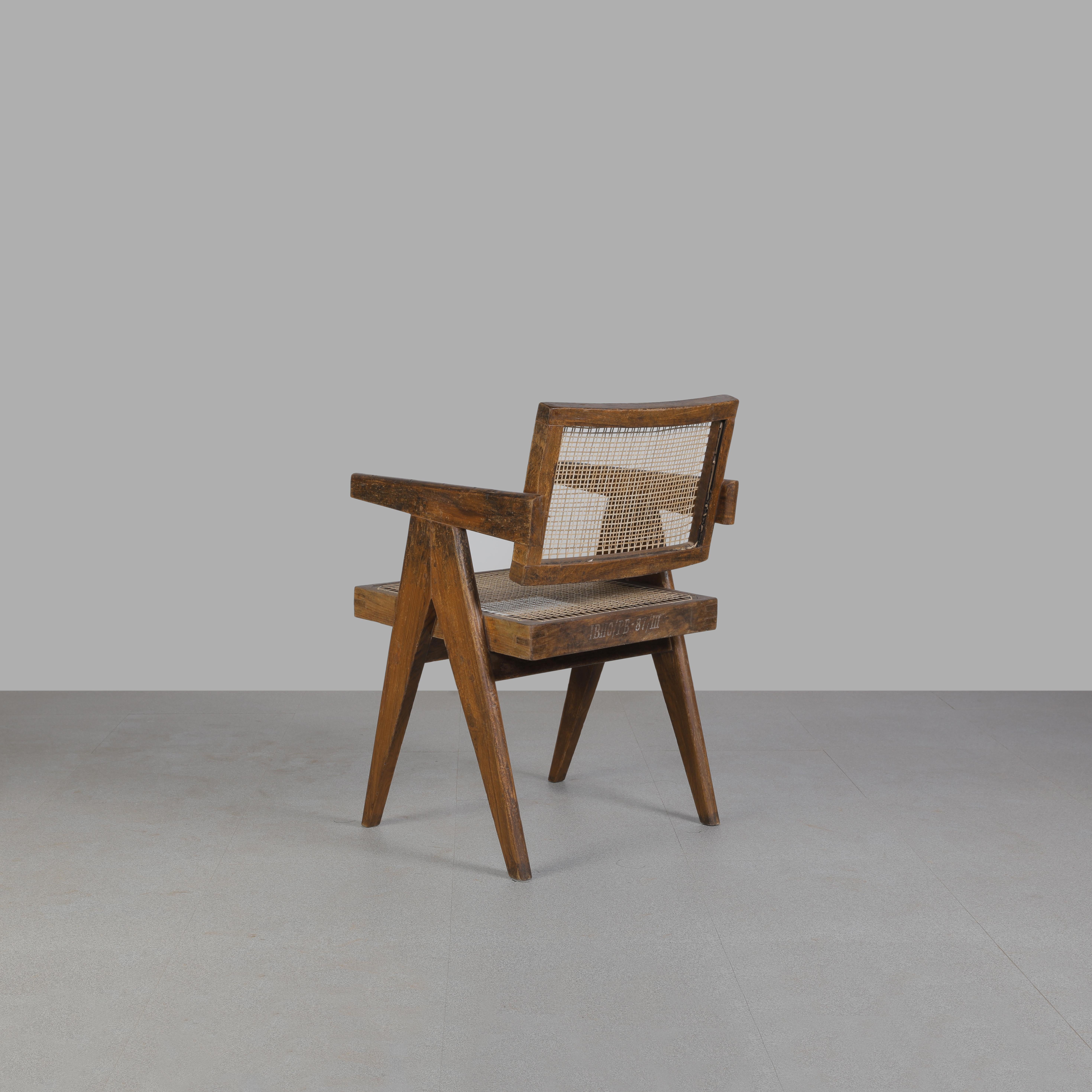 Indian Pierre Jeanneret Set of 4 Chairs PJ-SI-28-A / Authentic Mid-Century Modern