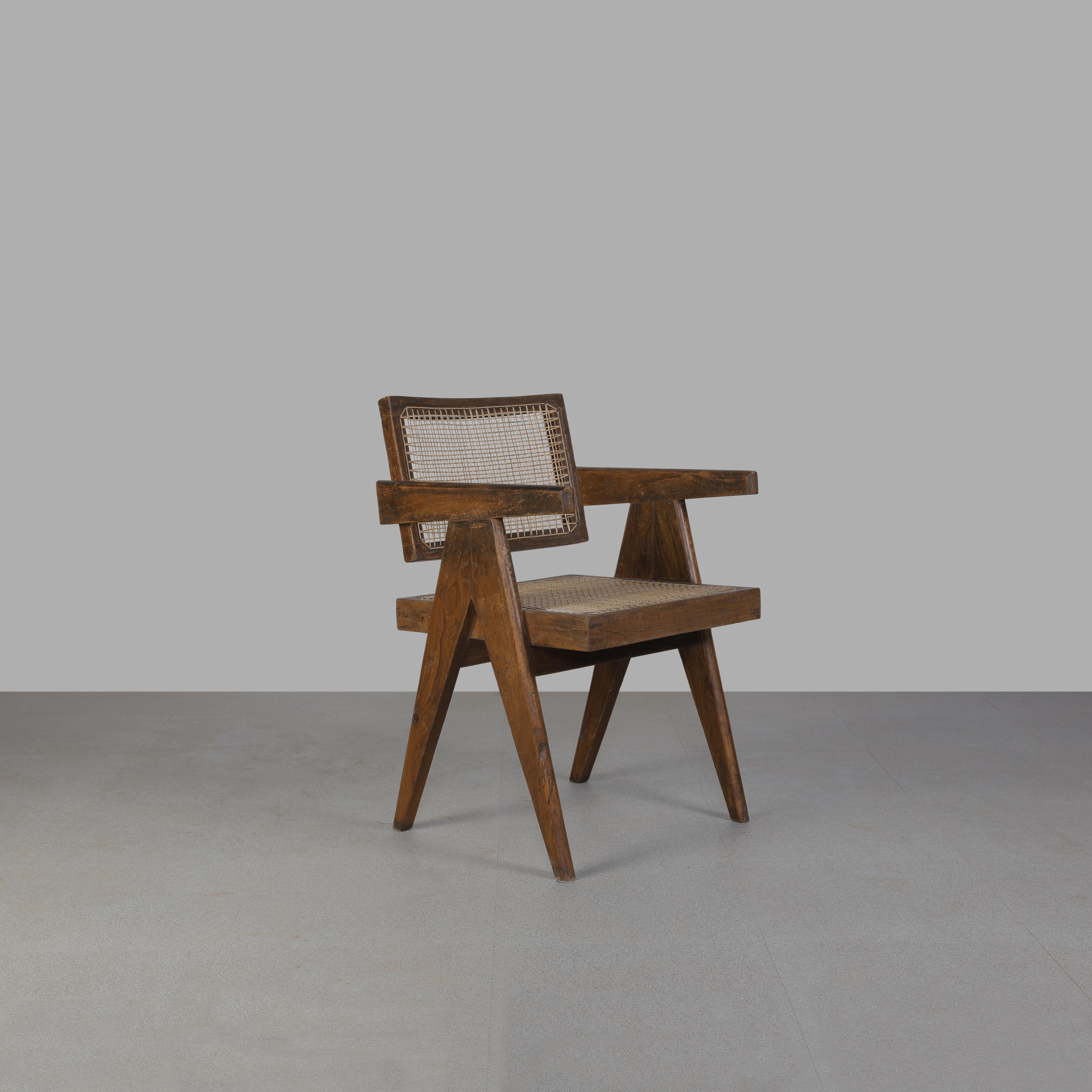 20th Century Pierre Jeanneret Set of 4 Chairs PJ-SI-28-A / Authentic Mid-Century Modern