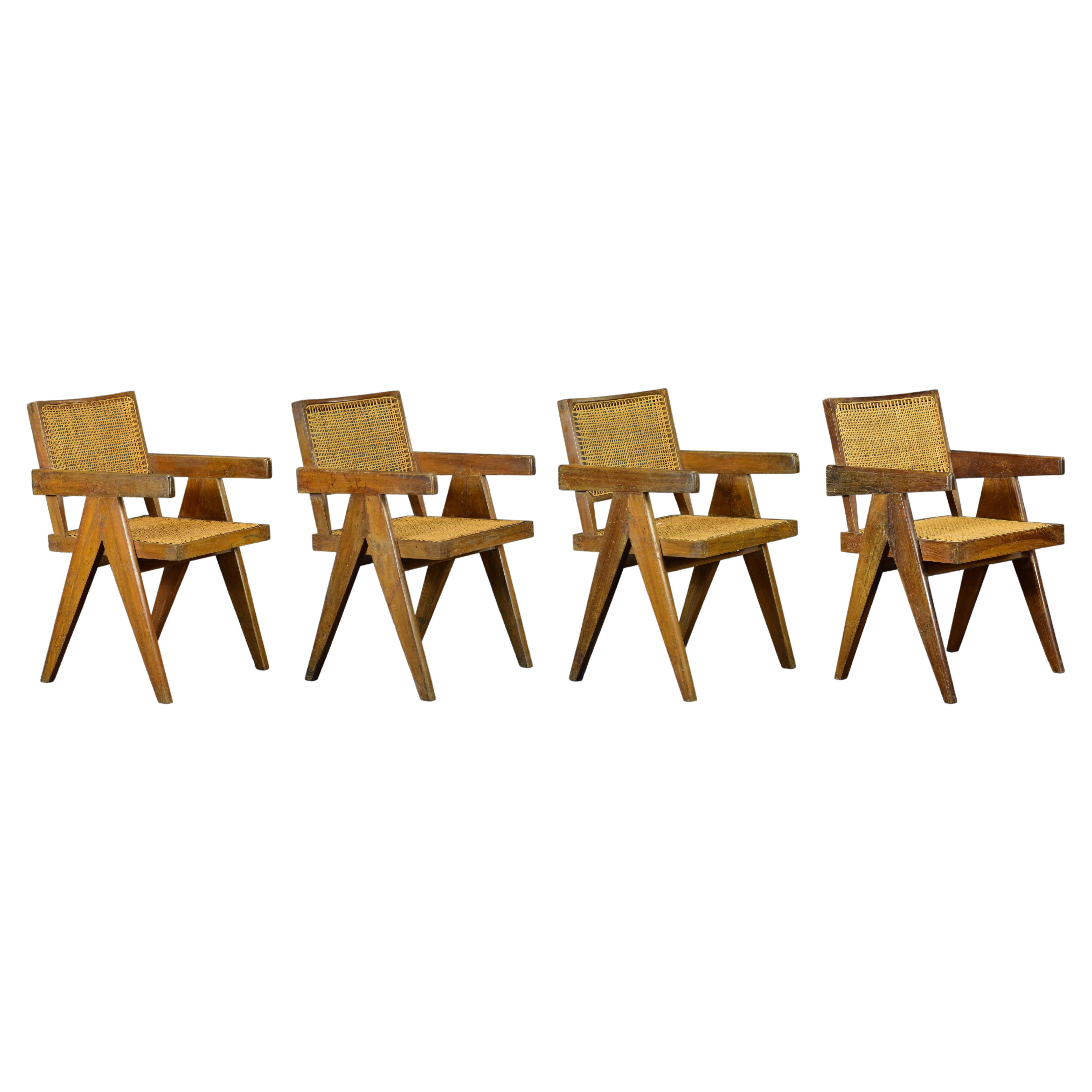 Pierre Jeanneret Set of 4 Chairs PJ-SI-28-B / Authentic Mid-Century Modern