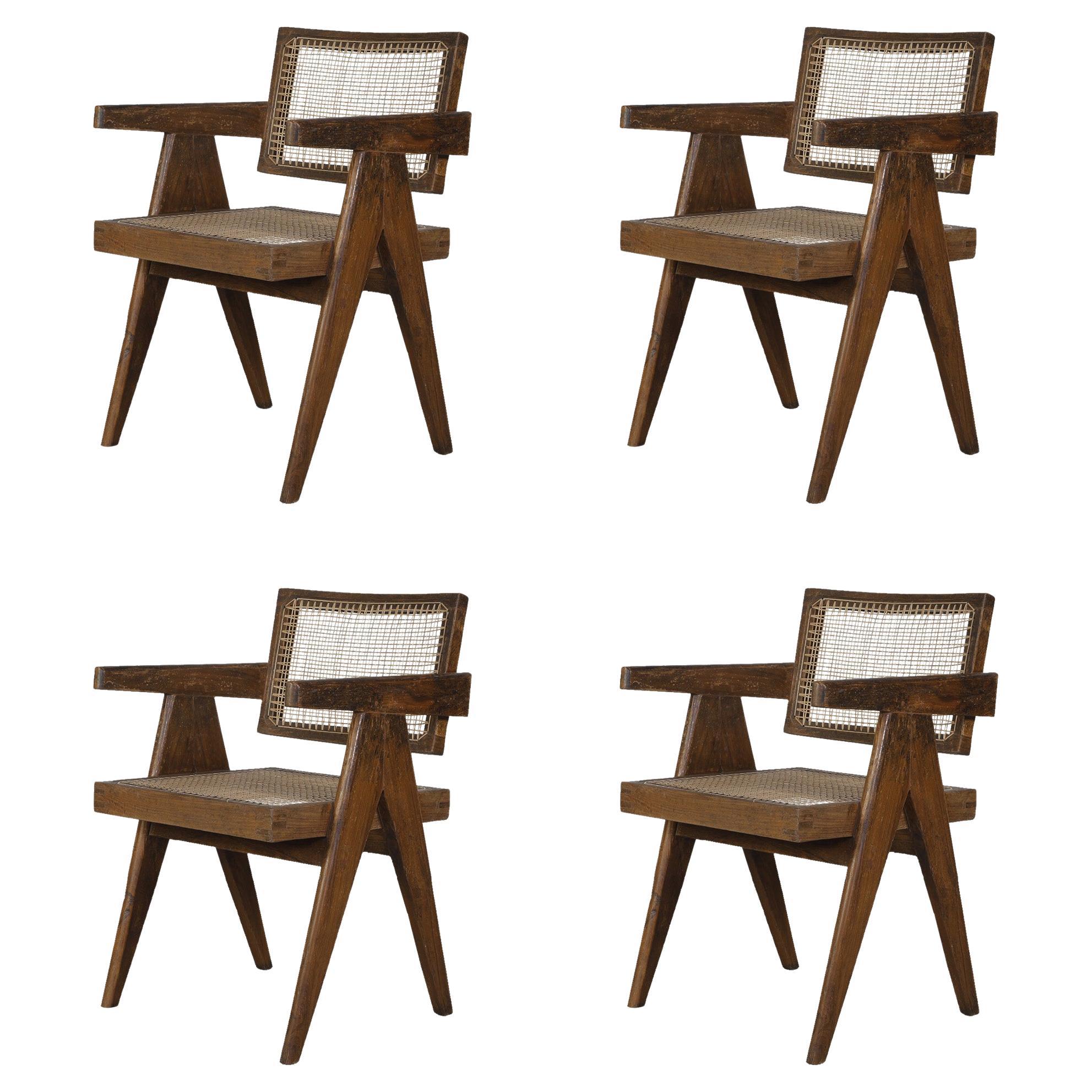 Pierre Jeanneret Set of 4 Chairs PJ-SI-28-A / Authentic Mid-Century Modern