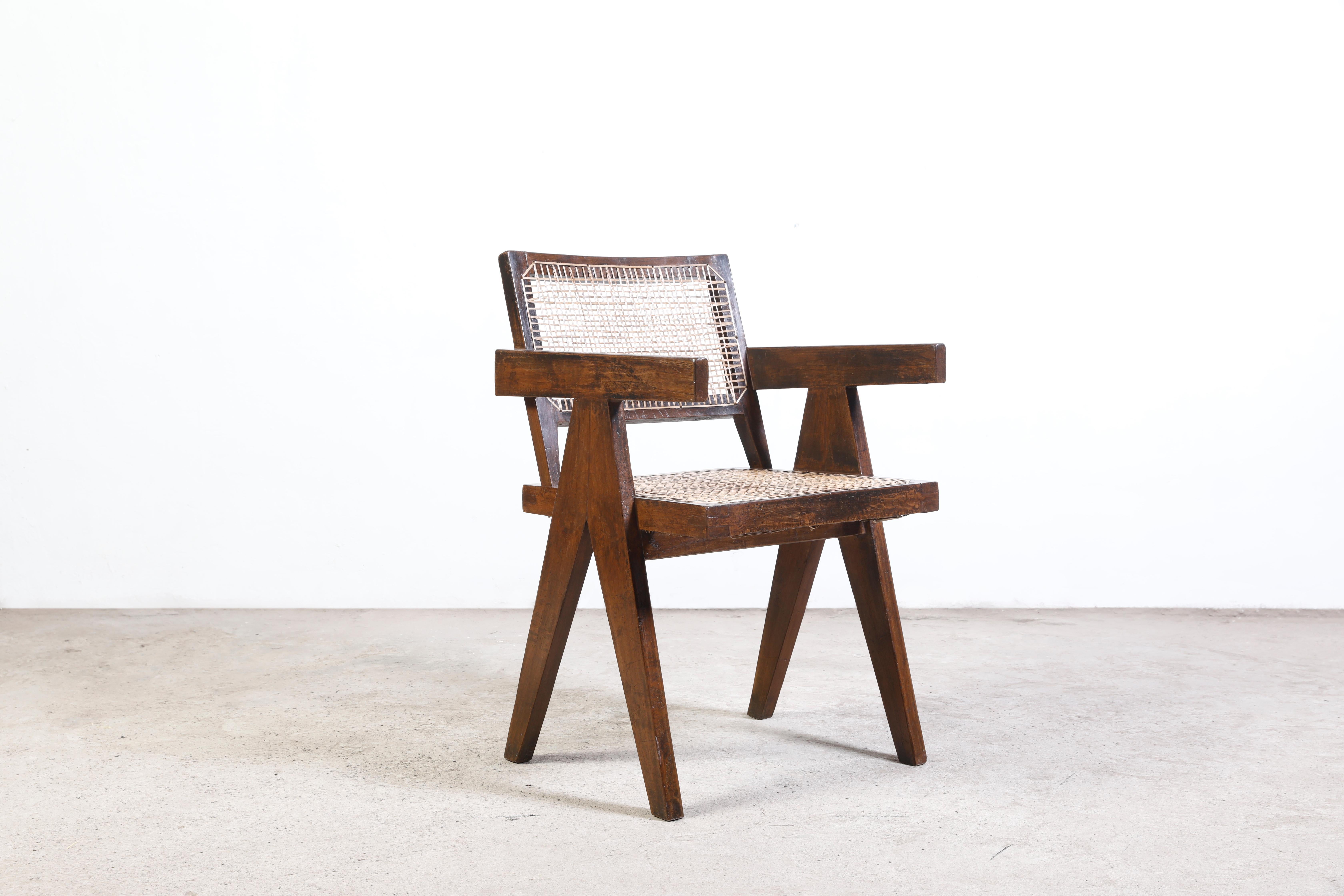 Cane Pierre Jeanneret Set of 8 Chairs / Authentic Mid-Century Modern PJ-SI-28-B For Sale