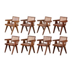Vintage Pierre Jeanneret Set of 8 Chairs / Authentic Mid-Century Modern PJ-SI-28-B