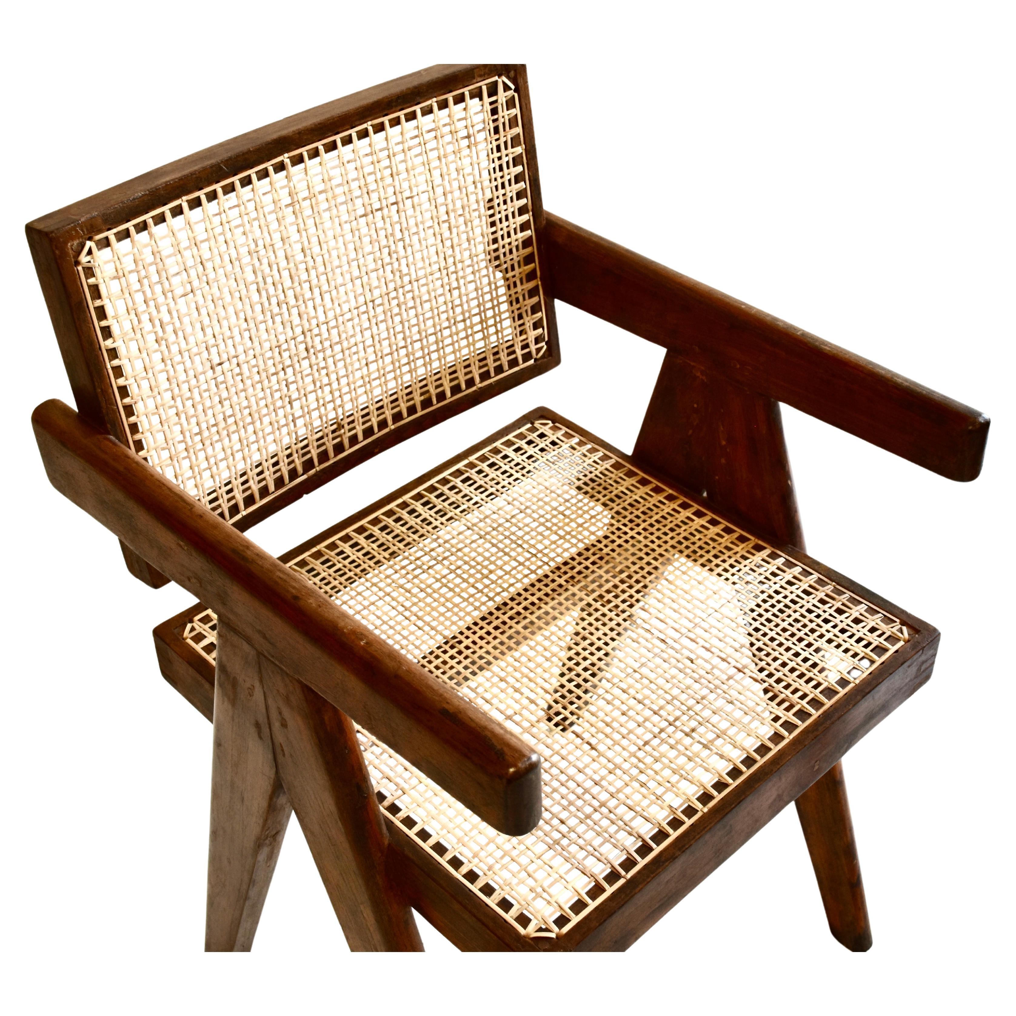 Pierre Jeanneret Set of 8 Office Cane Chairs Ca. 1955-1960 from Chandigarh For Sale 4