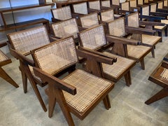 Pierre Jeanneret, Set of 8 V-Leg Armchairs from Chandigarh, circa 1955