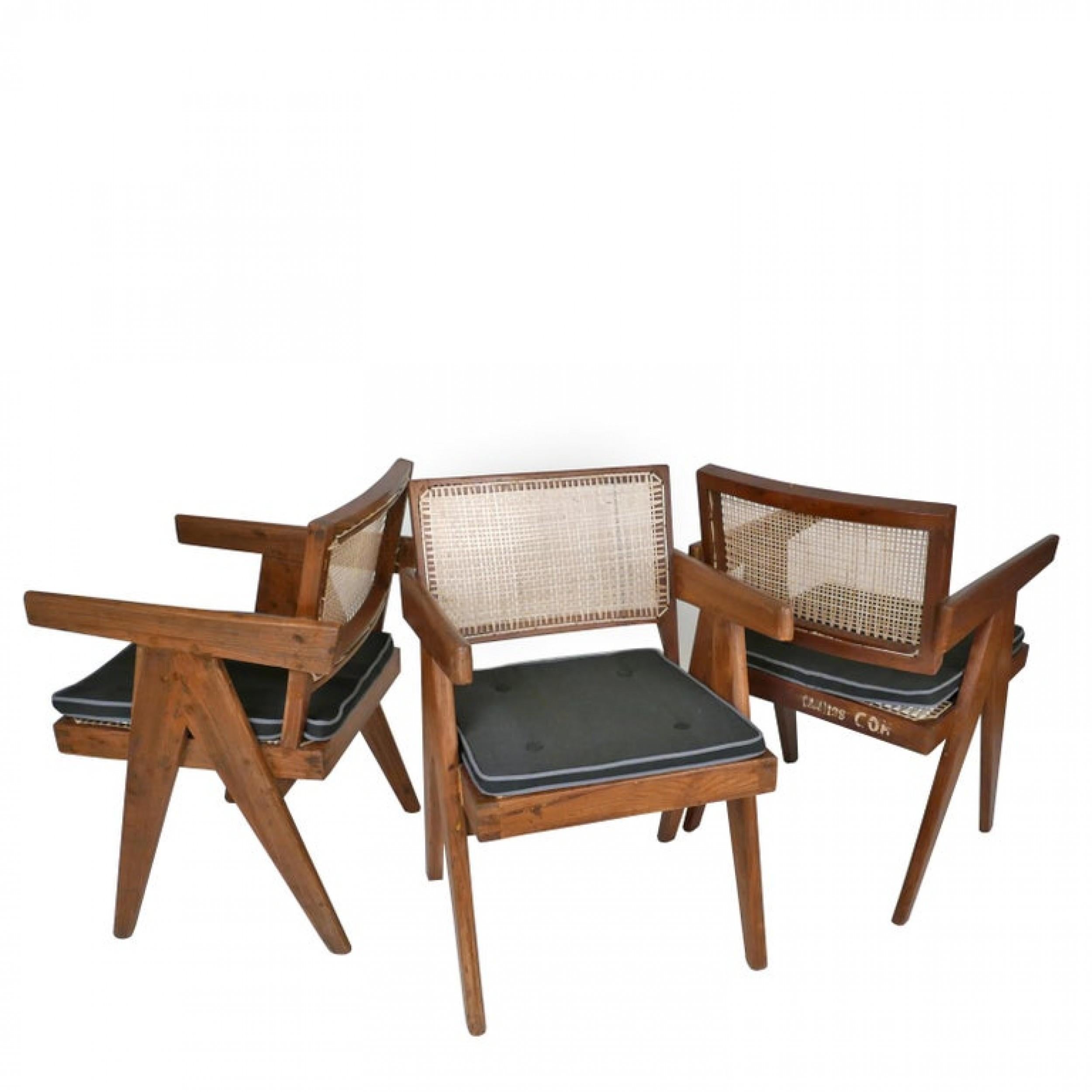 Pierre Jeanneret Set of Six Armchairs, Model PJ-SI-28-B For Sale 1