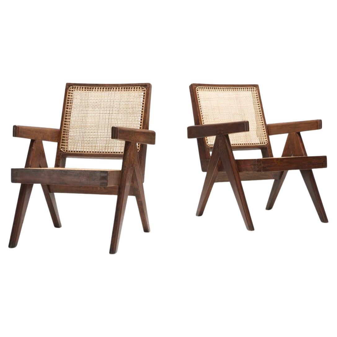 Modern Pierre Jeanneret Set of Two Easy Armchairs from Punjab University For Sale