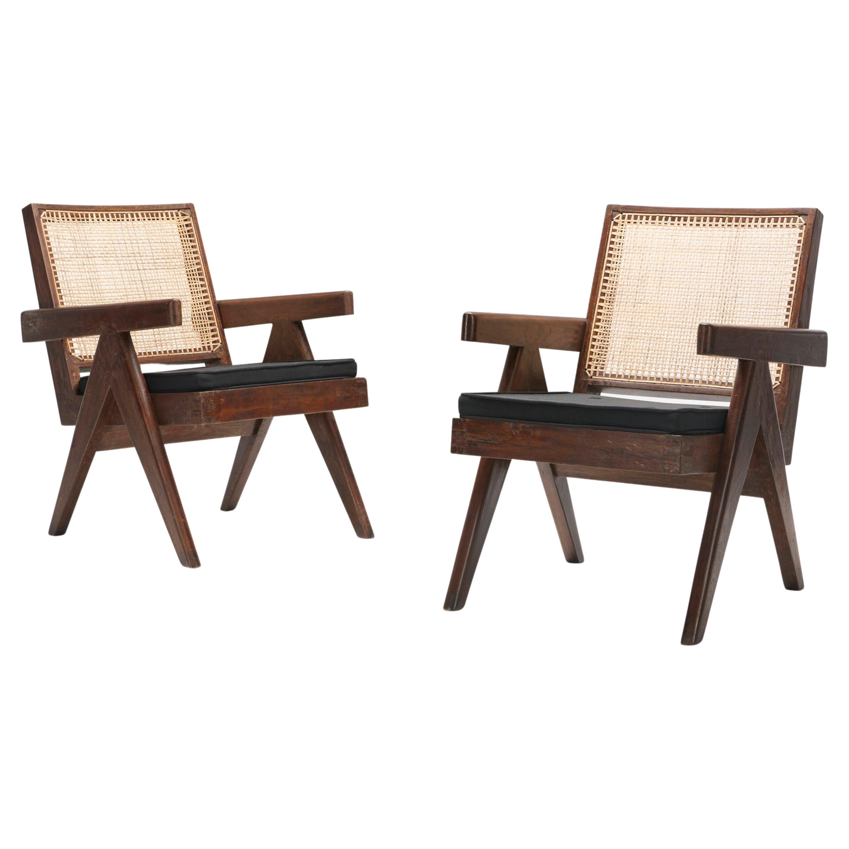 Indian Pierre Jeanneret Set of Two Easy Armchairs from Punjab University For Sale