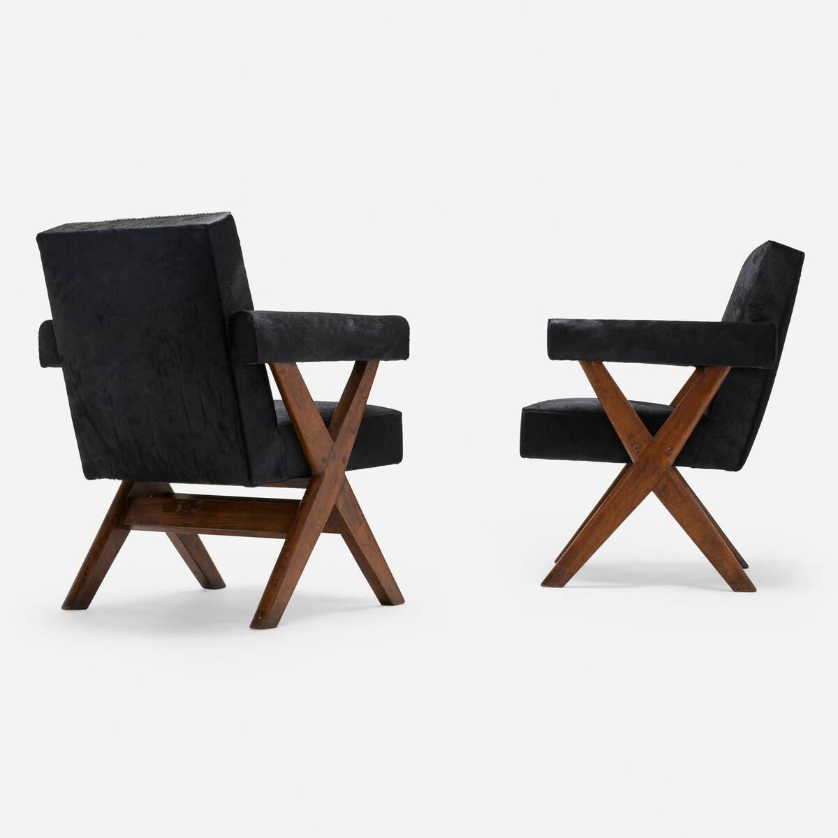 Pierre Jeanneret Set Zwei Kreuzarm-Bürostühle Chandigarh Mid-Century Modern (Indisch) im Angebot