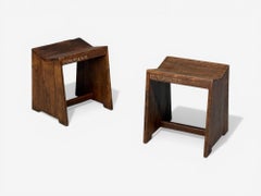 Pierre Jeanneret, Sewing Stools, Teak, Chandigarh, India, 1960s