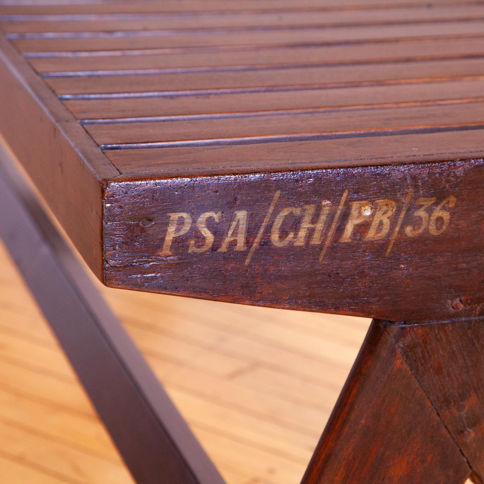 Pierre Jeanneret Slatted Teak Bench For Sale 5