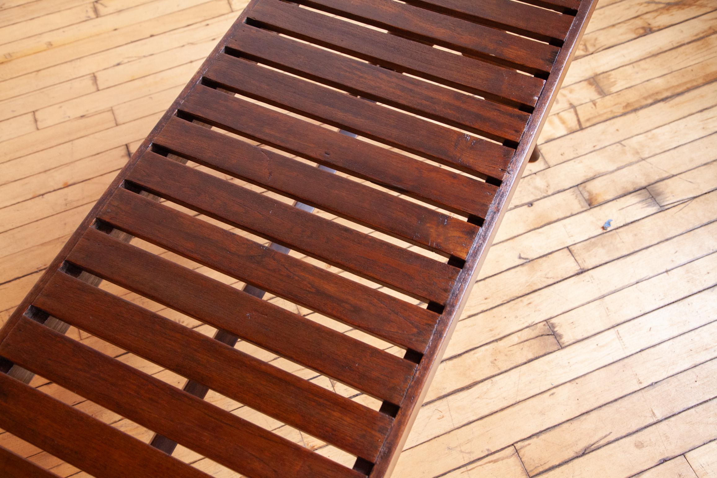 Modern Pierre Jeanneret Slatted Teak Bench For Sale