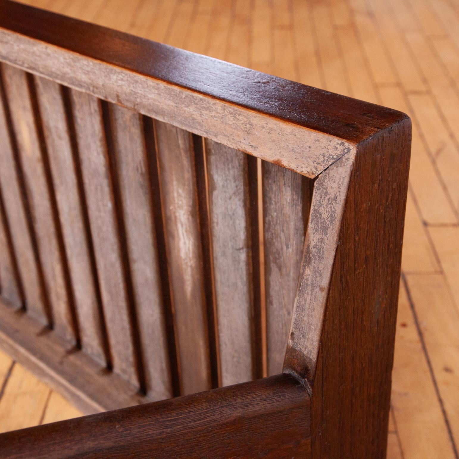 Indian Pierre Jeanneret Slatted Teak Bench For Sale