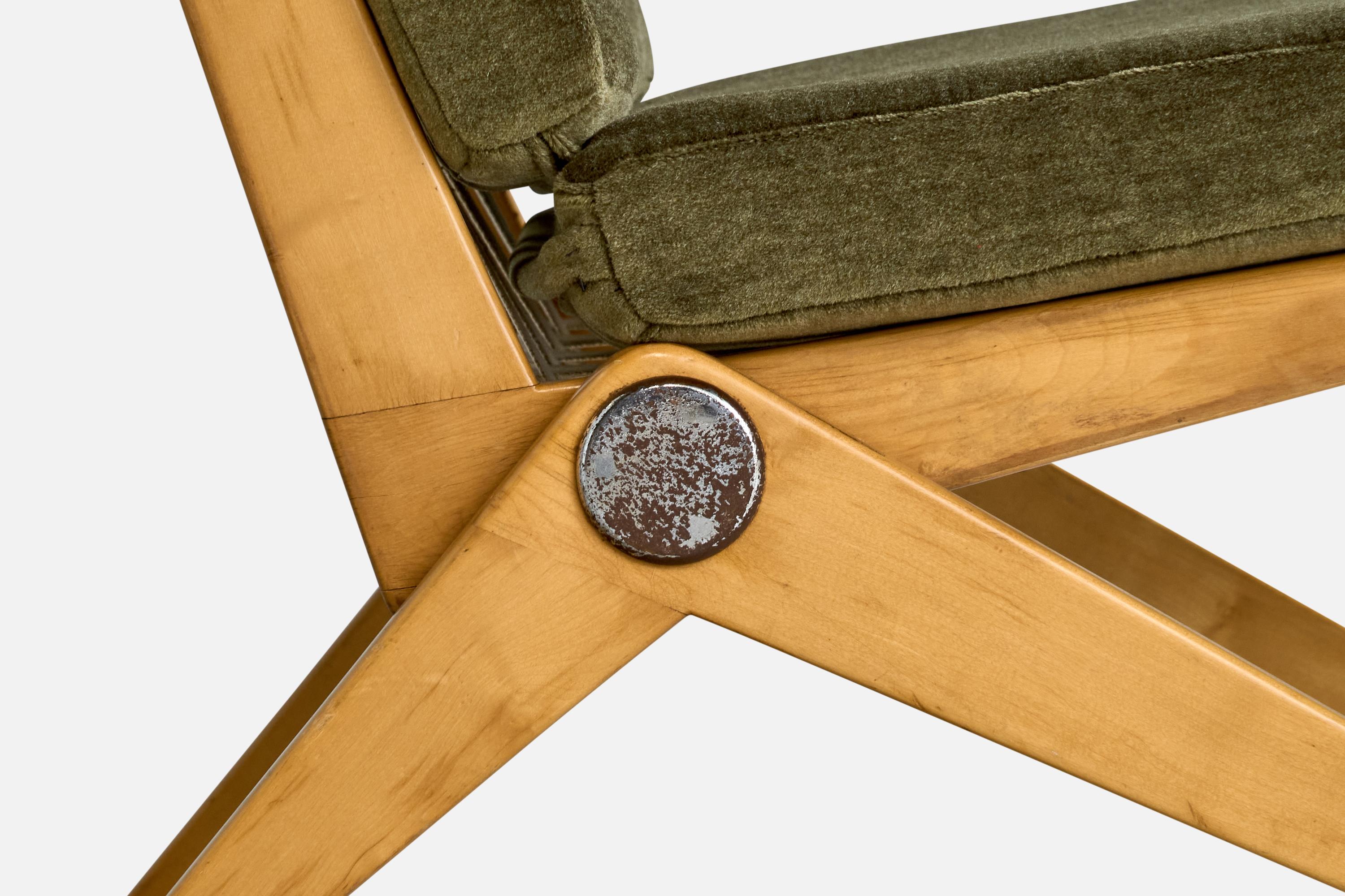 Pierre Jeanneret, Silla Slipper, Abedul, Acero, Tela, EE.UU., 1948 en venta 7