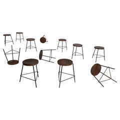 Pierre Jeanneret Small Stools Teak & Iron, Chandigarh, India - Sets Available