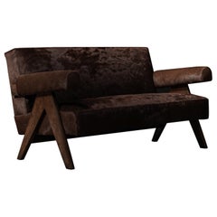 Pierre Jeanneret Sofa aus cognacfarbenem Leder