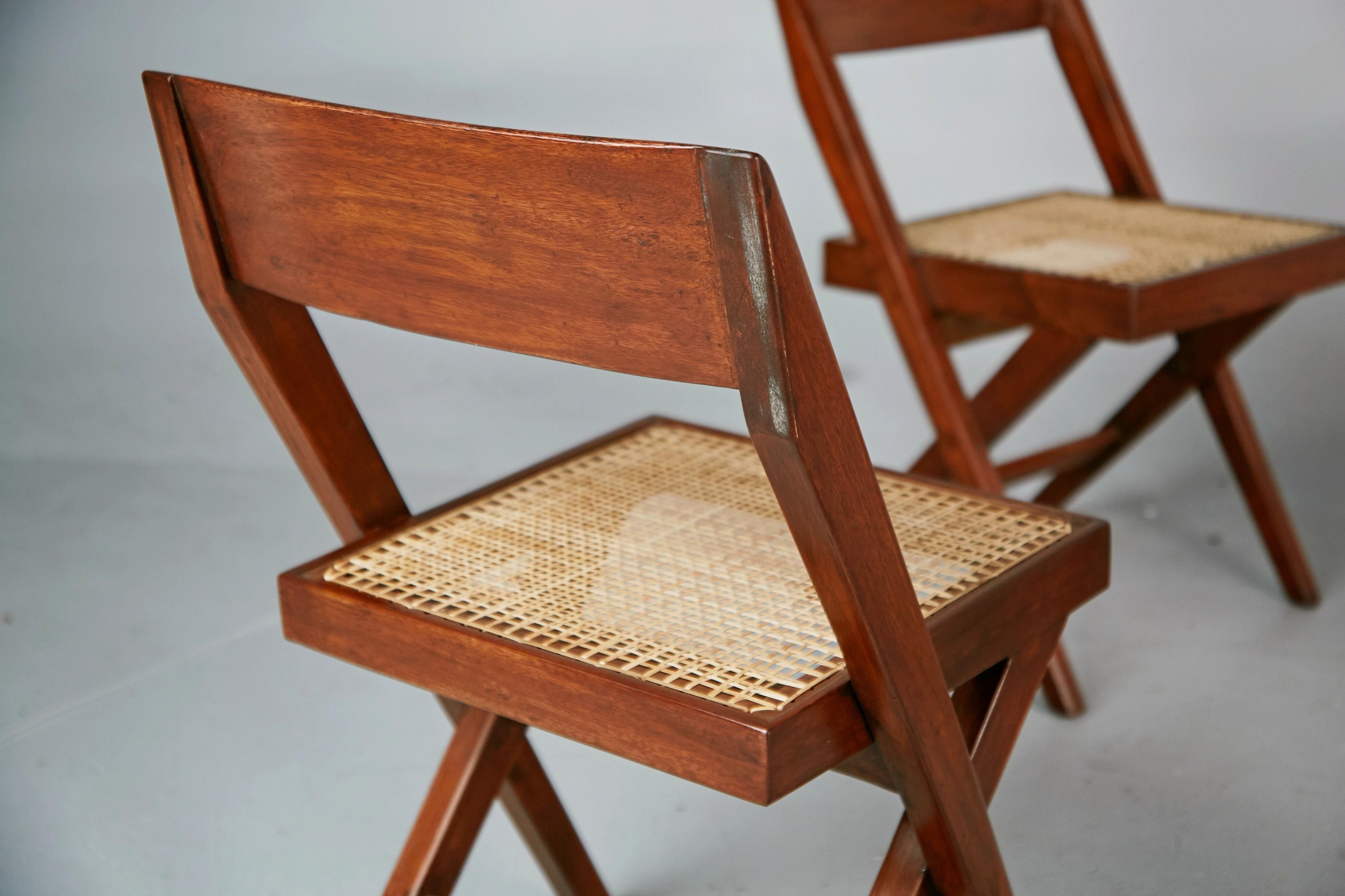 Pierre Jeanneret Solid Teak and Cane Library Chairs, #PJ-SI-51-A, circa 1959 9