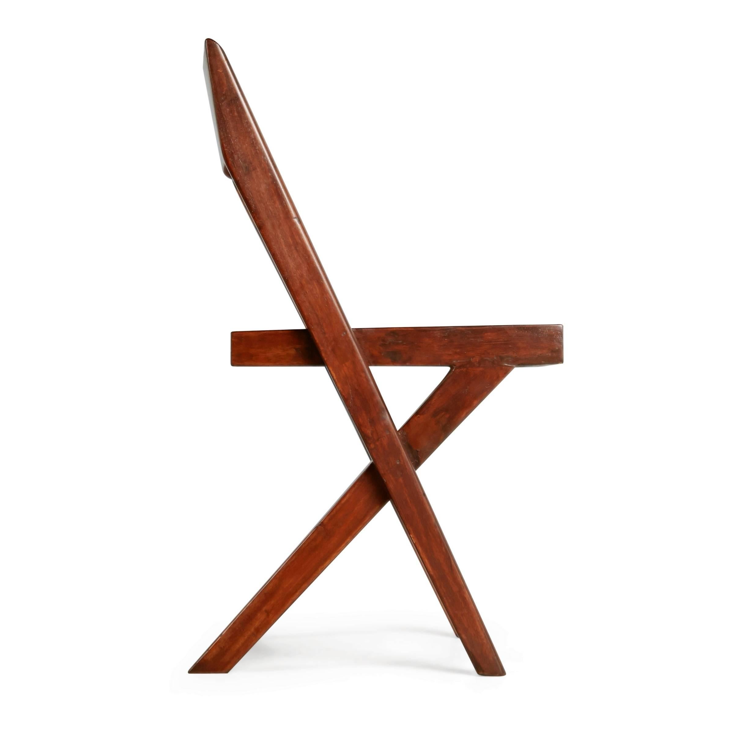 Mid-20th Century Pierre Jeanneret Solid Teak and Cane Library Chairs, #PJ-SI-51-A, circa 1959