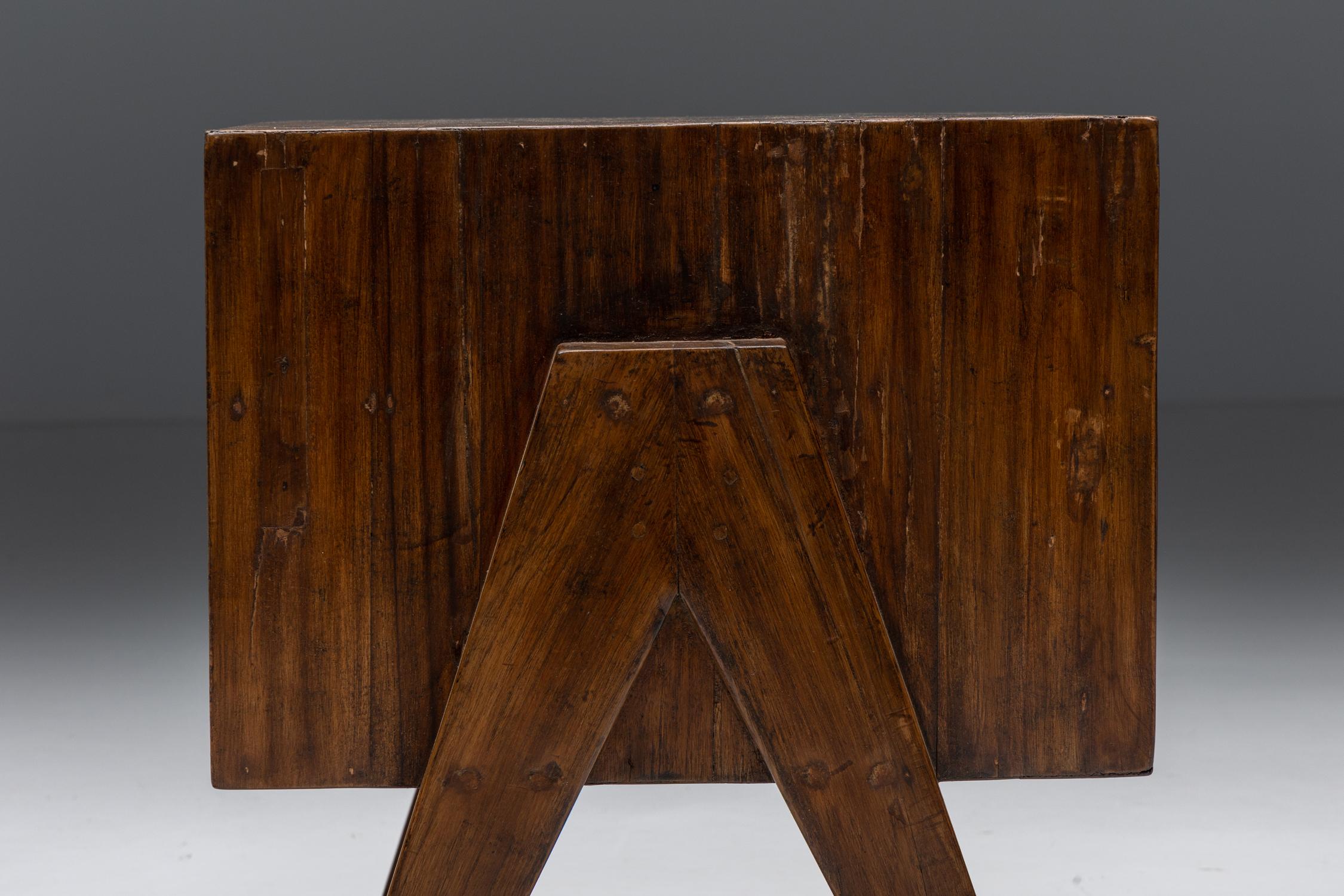 Solid Teak Bedside Tables by Pierre Jeanneret, Chandigarh, 1955 4