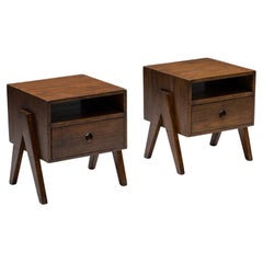 Solid Teak Bedside Tables by Pierre Jeanneret, Chandigarh, 1955