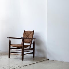 Pierre Jeanneret Solid Wood and Rush “Paillé” Armchair