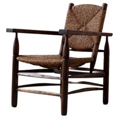 Pierre Jeanneret Solid Wood and Rush “Paillé” Armchair