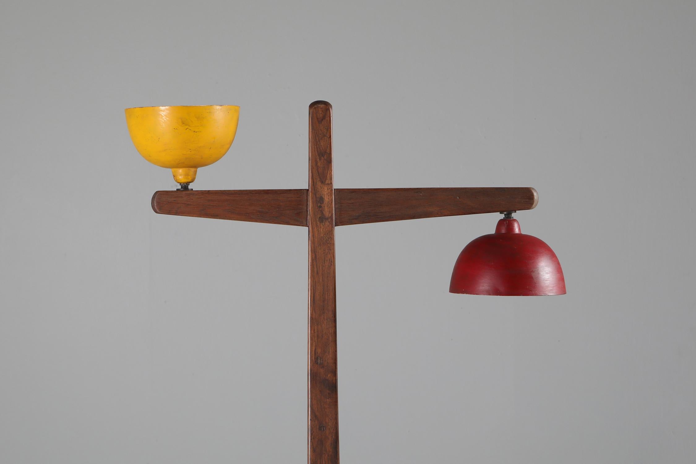 Pierre Jeanneret 'Standard Lamp' PJ-100101 in Solid Teak with Yellow Shade 4