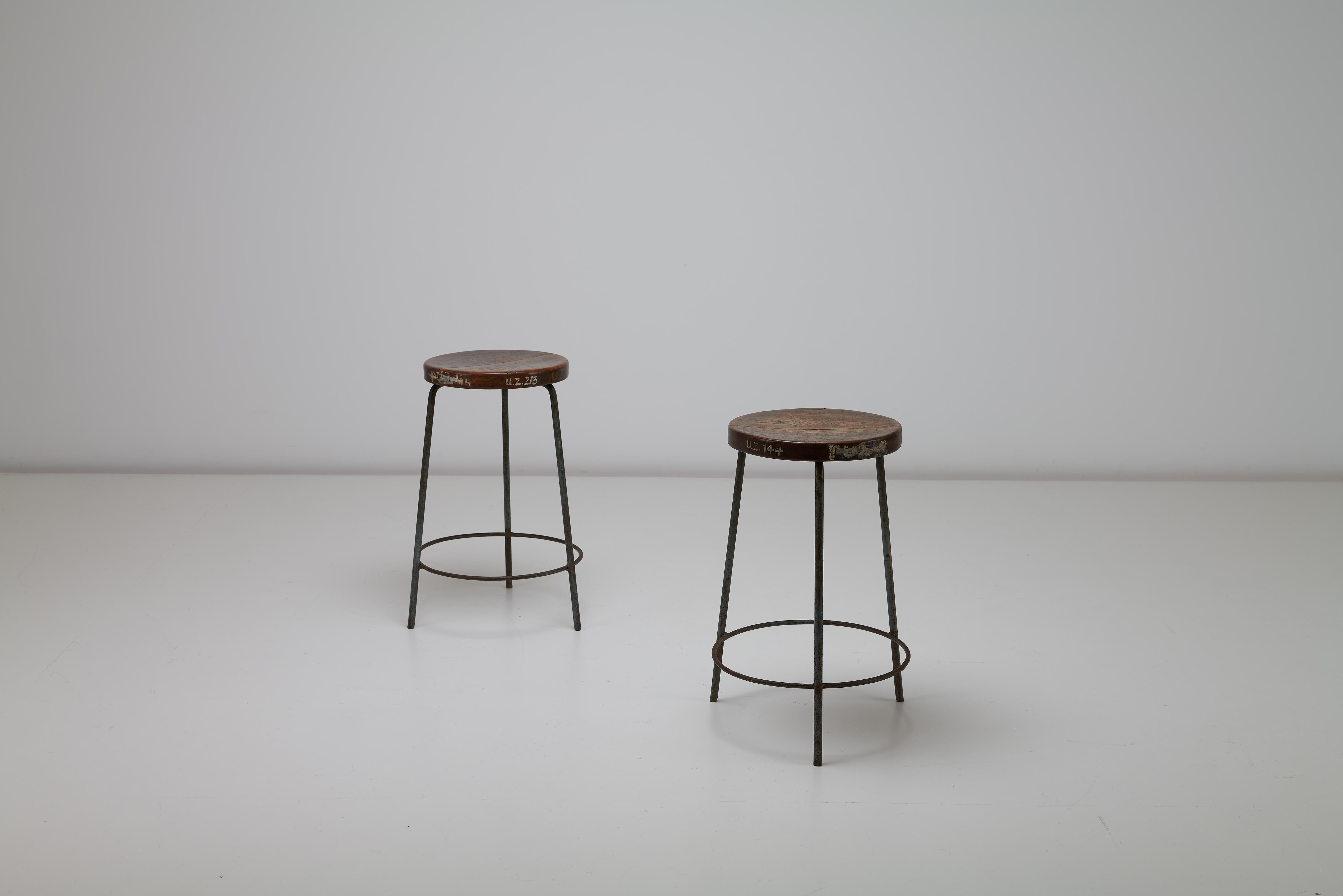 Pierre Jeanneret Stools, Teak & Iron, 1960, Chandigarh, India - Sets Available For Sale 2