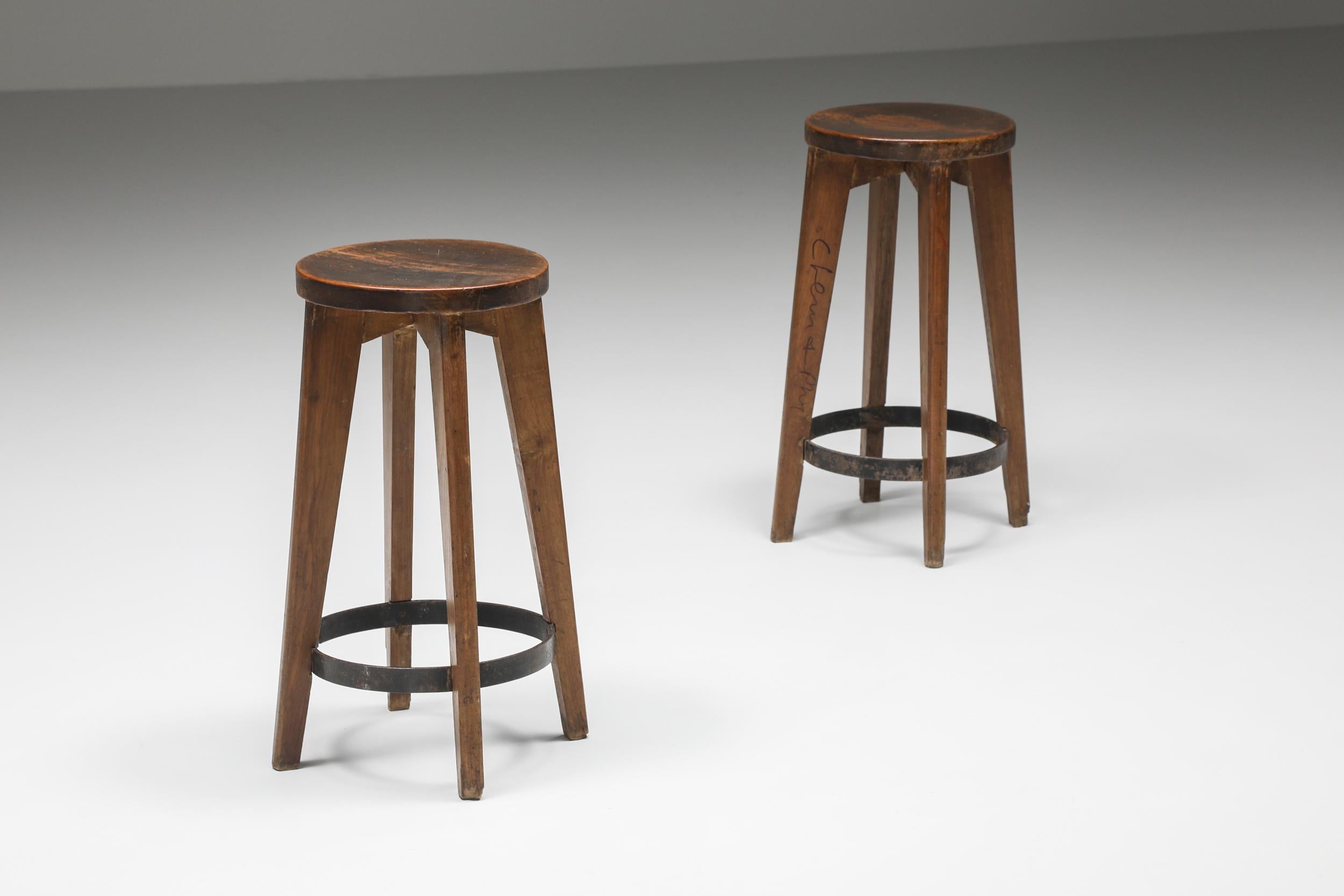 Pierre Jeanneret Chandigarh Stools; French design; Chandigarh India, Corbusier, Charlotte Perriand. 

Pierre Jeanneret Stools 1965-1967, Authentic Mid-Century Modern. 

This stool is not only a fantastic piece. This stool is a rare collector