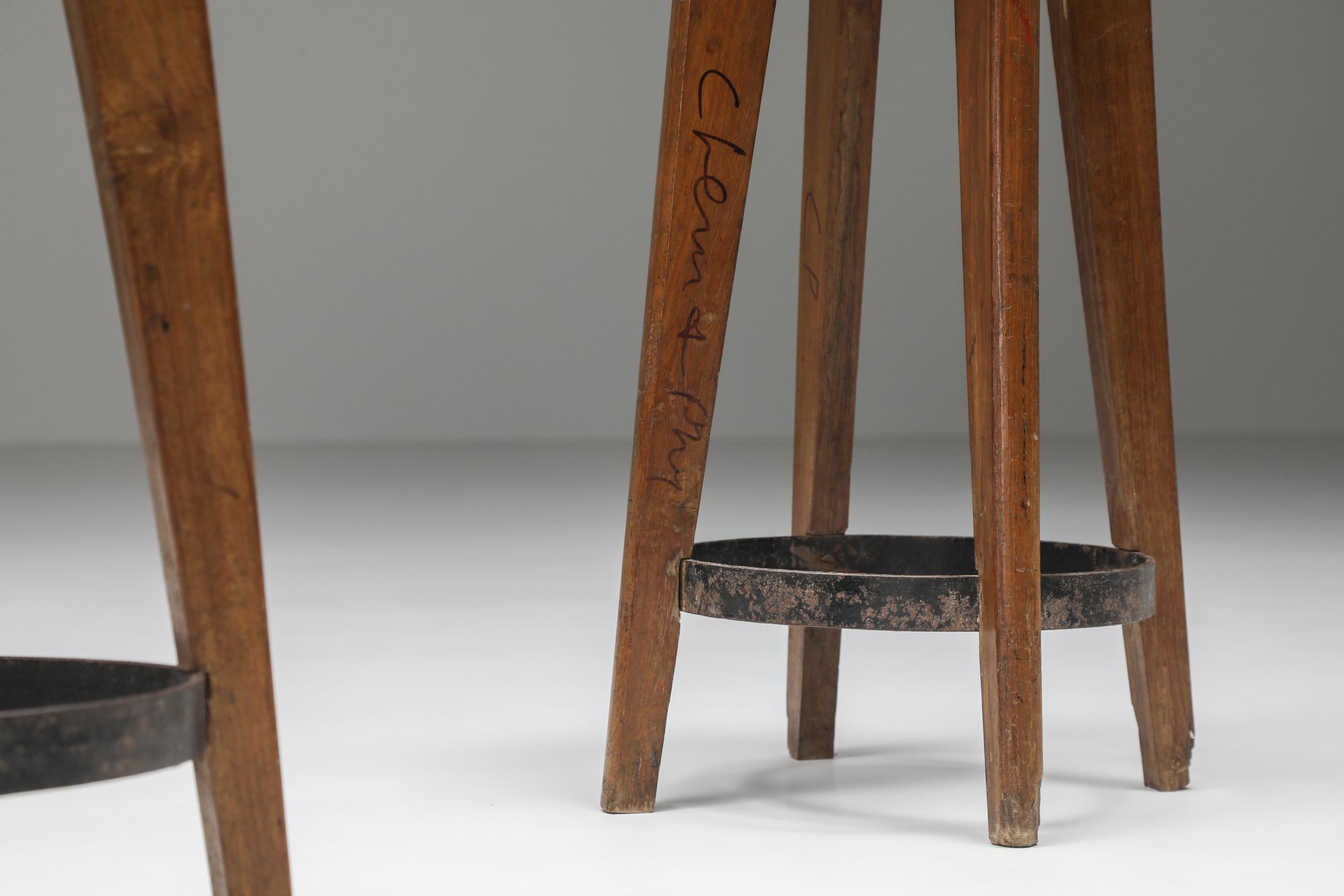 Mid-20th Century Pierre Jeanneret Stools 1965-1967, Authentic Mid-Century Modern Chandigarh