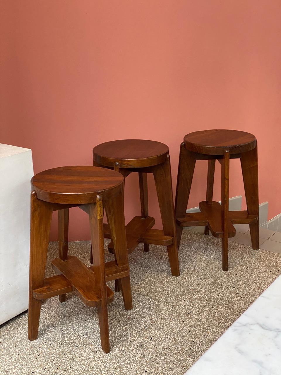 Indian Pierre Jeanneret, Stools, circa 1965