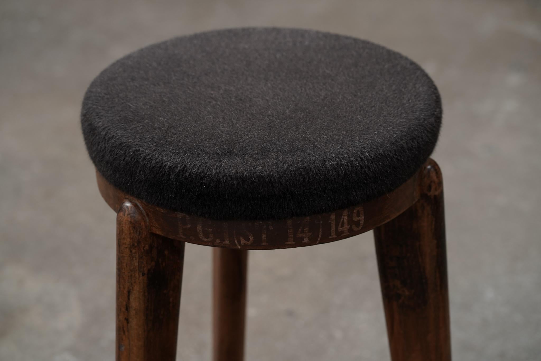 Pierre Jeanneret Stools with Cushion In Excellent Condition For Sale In Los Angeles, CA