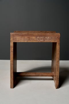 Pierre Jeanneret Stools, with original markings, Chandigarh, c. 1960