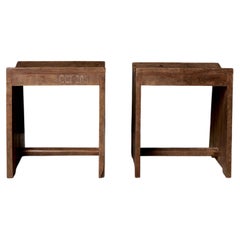 Pierre Jeanneret Stools, with original markings, Chandigarh, c. 1960