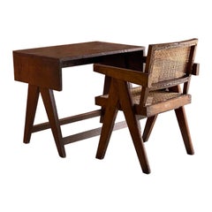 Pierre Jeanneret Student Desk and Office Chair Chandigarh India Circa 1959