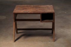 Pierre Jeanneret Student Desk, Teak Wood, Compass Legs, India, 1955