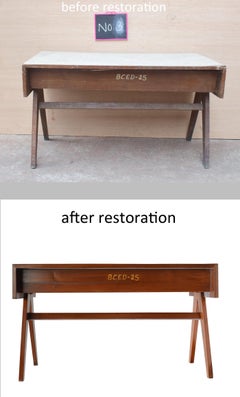 Pierre Jeanneret Student Desk with Rare Original Lettering