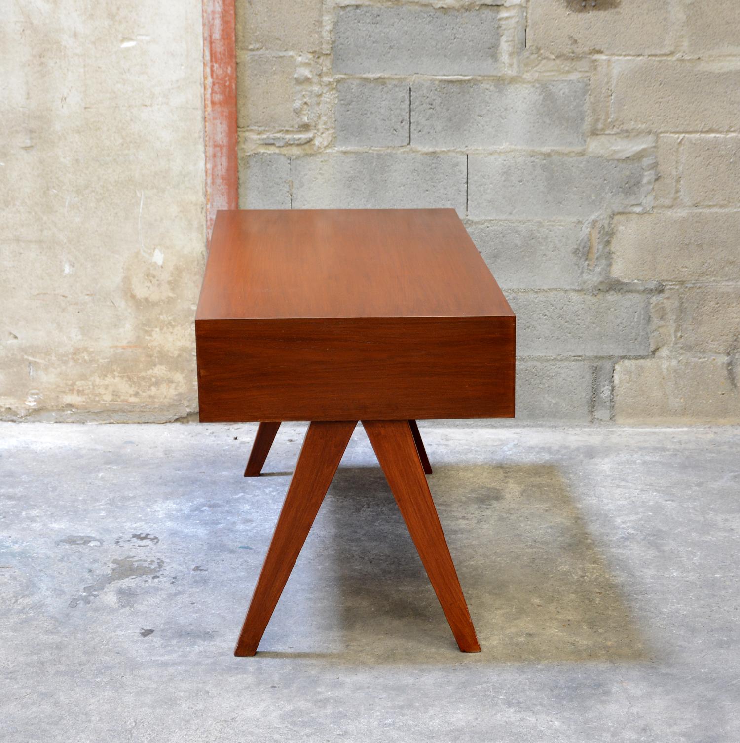 Mid-20th Century Pierre Jeanneret Student Desk with Rare Original Lettering For Sale