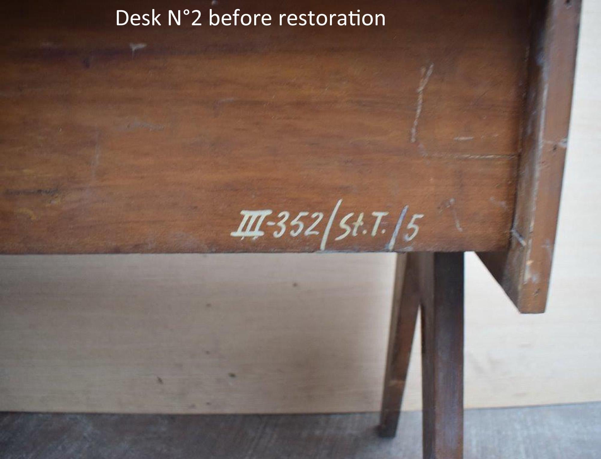 Pierre Jeanneret Student Desk with Rare Triple Original Lettering For Sale 5