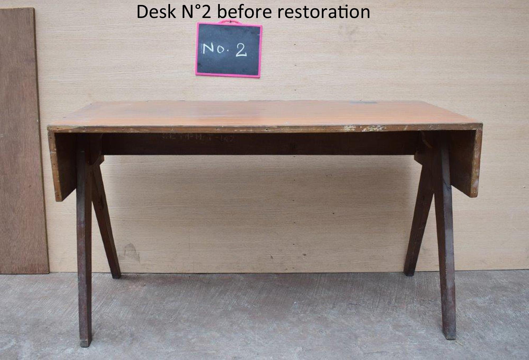 Pierre Jeanneret Student Desk with Rare Triple Original Lettering For Sale 7