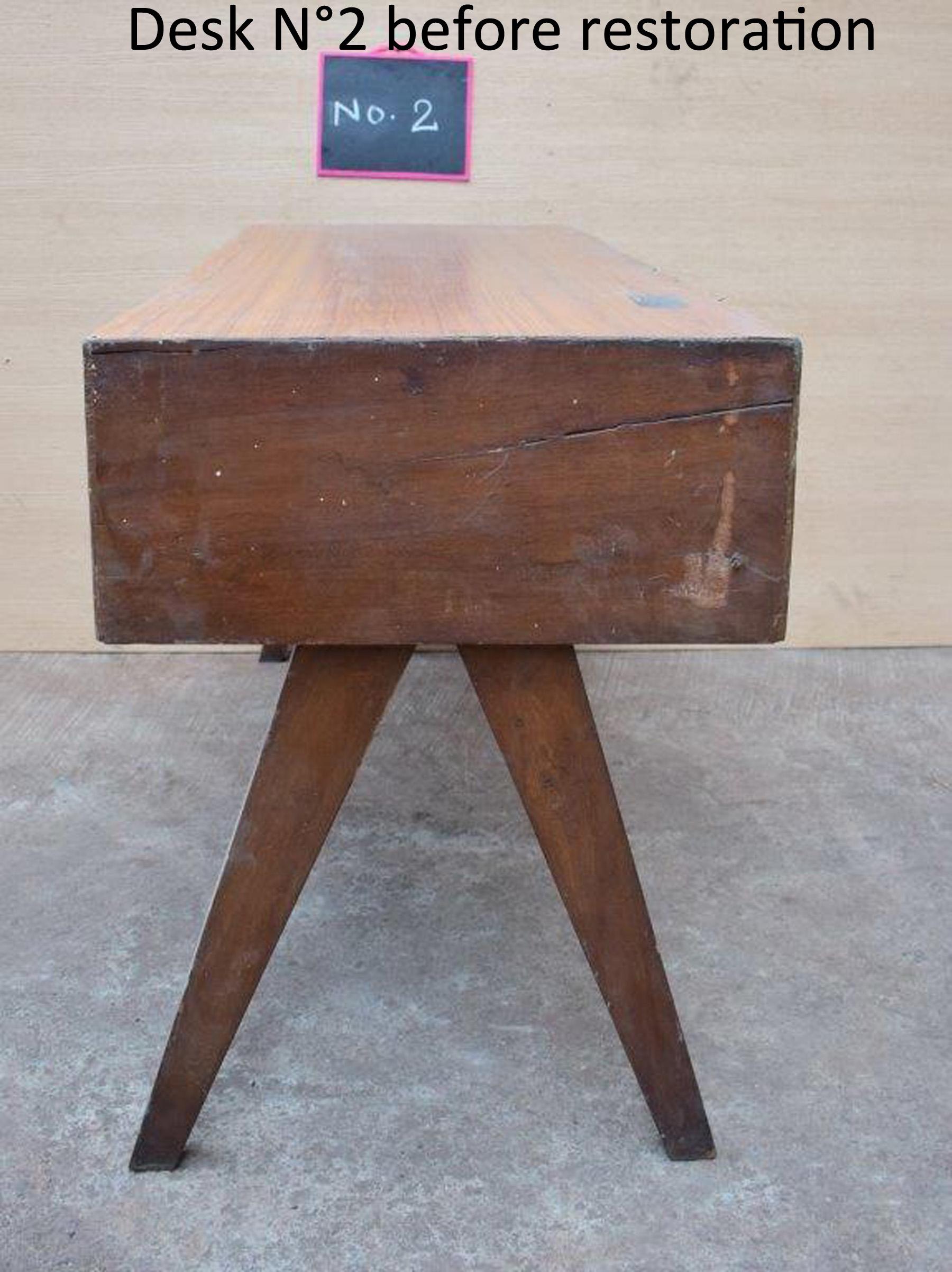 Pierre Jeanneret Student Desk with Rare Triple Original Lettering For Sale 9