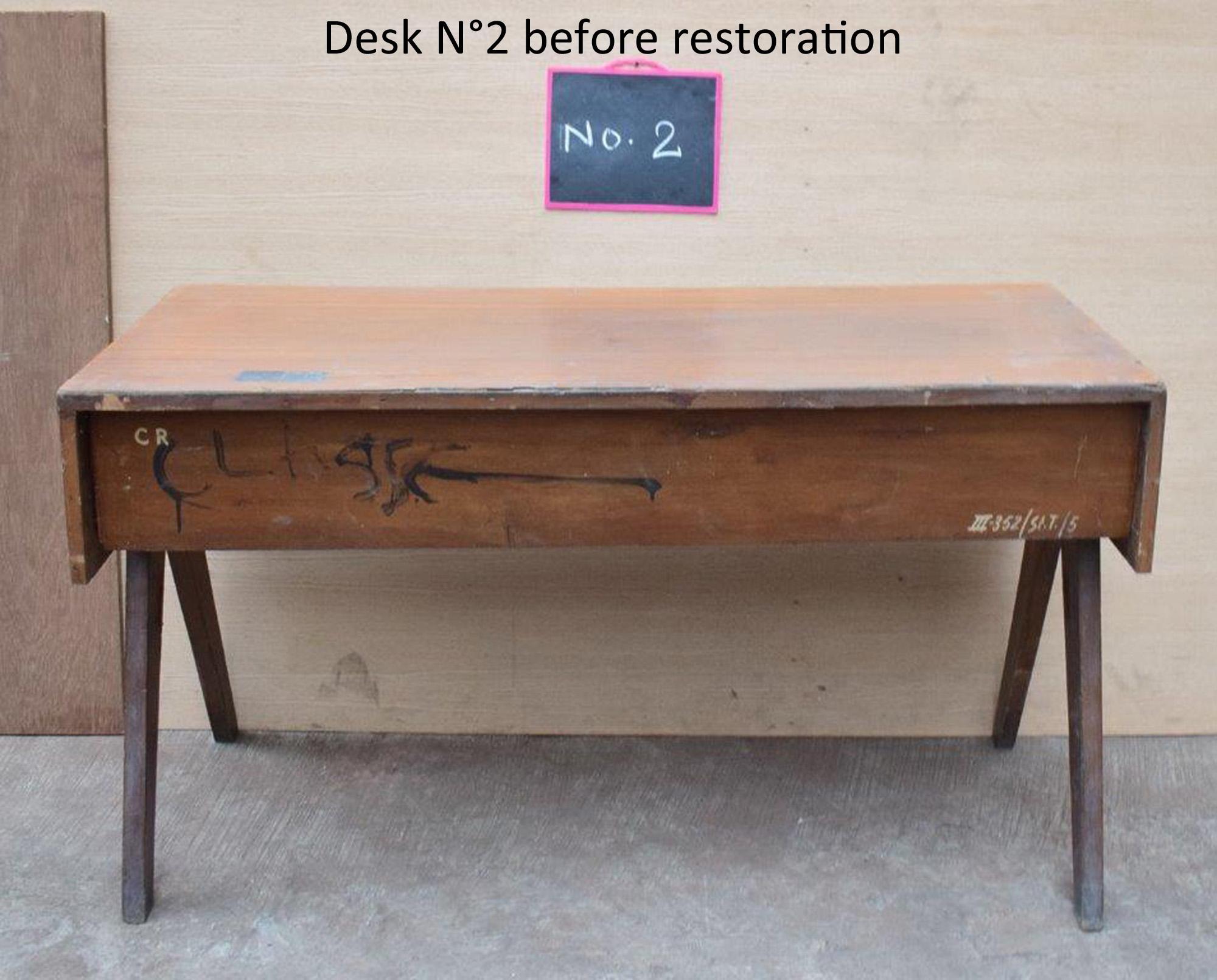 Pierre Jeanneret Student Desk with Rare Triple Original Lettering For Sale 11