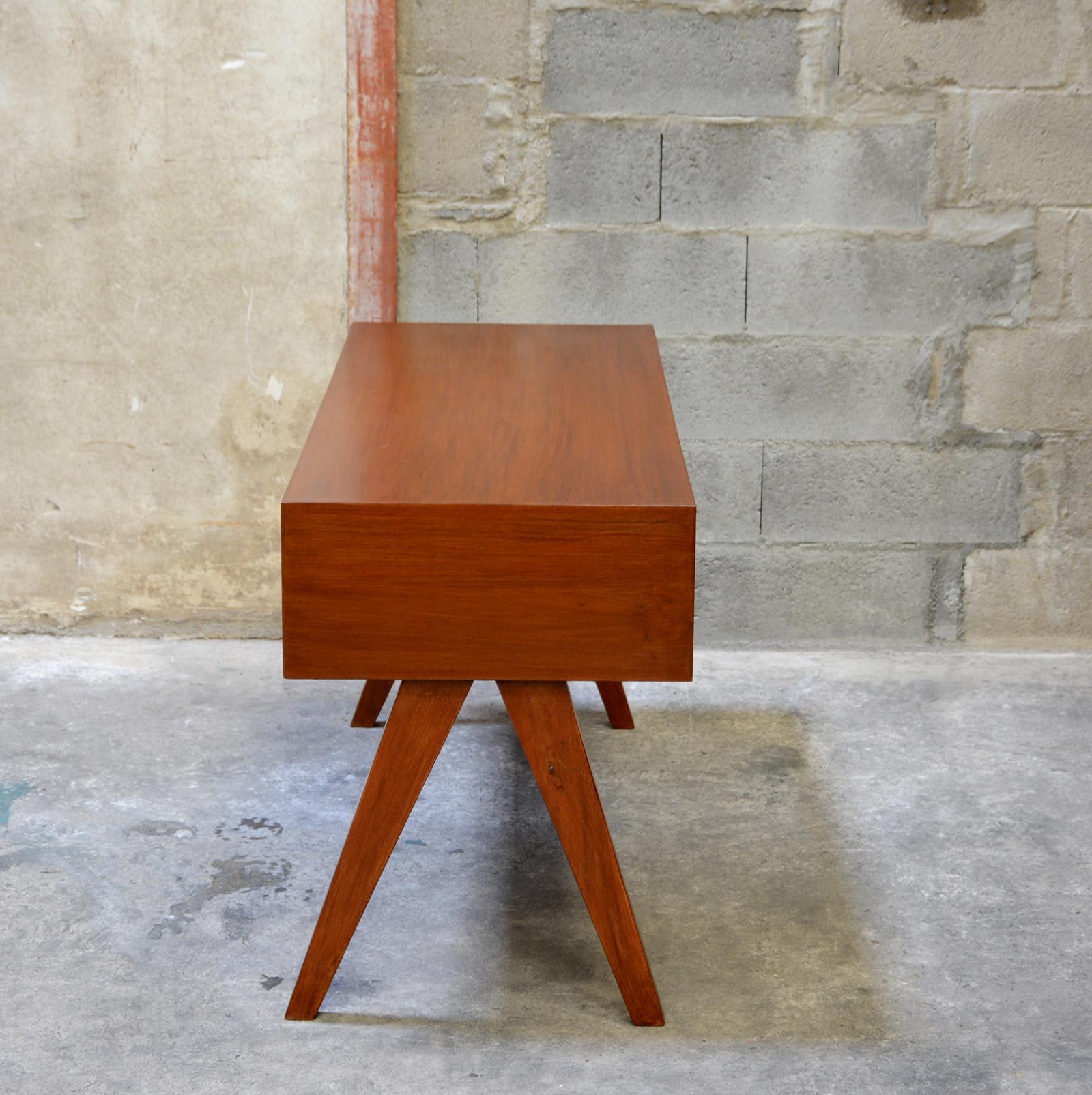 Mid-20th Century Pierre Jeanneret Student Desk with Rare Triple Original Lettering For Sale